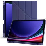 Galaxy Tab S9 Plus X810 / S9 Fe Plus X610 12.4 Inç Uyumlu Akıllı Tablet Kılıfı – Katlanabilir Kapaklı, Kalemlikli, Stand Fonksiyonlu, Smart Cover Otomatik Uyandırma, Ince ve Hafif Tasarım - Lacivert