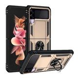 Galaxy Z Flip 3 Kılıf Zore Vega Yüzüklü Standlı Zırh Kılıf