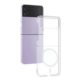 Galaxy Z Flip 4 Kılıf Kamera Korumalı Magsafe Şarj Özellikli Lüx Şeffaf London Silikon Kapak