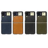 Galaxy Z Flip4 Için Deri Desenli Plastik Koruma Kilif-Al3148 561012575