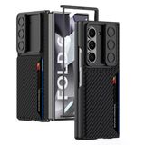 Galaxy Z Fold 6 Kılıf Kamera Korumalı Karbon Fiber Arka Yüzey Kartlıklı Kıpta Sert Kapak