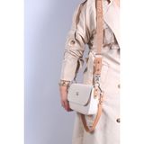Galb Leather Günlük Kullanıma Uygun 5 Bölmeli Şık Kadın Omuz Çantası 23CM-14CM GLB4090 - Krem - Altın