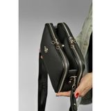 Galb Leather Orta Boy Günlük 5 Bölmeli Çapraz Kadın Omuz Çantası Postacı Çantası LK-4023 Siyah - Black