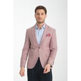 Galdino Erkek Bordo Kendinden Desenli Slim Fit Mono Yaka Blazer Ceket - 6 Drop - 50