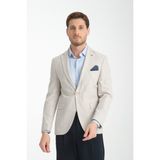 Galdino Erkek Gri Kendinden Desenli Slim Fit Mono Yaka Blazer Ceket - 6 Drop - 54