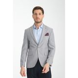 Galdino Erkek Lacivert Kendinden Desenli Slim Fit Mono Yaka Blazer Ceket - 6 Drop - 54