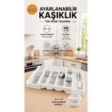 Galeriyo Ayarlanabilir Beyaz Kaşıklık Organizer – Genişleyebilir Çekmece İçi Düzenleyici Beyaz