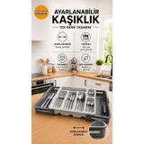 Galeriyo Ayarlanabilir Gri Kaşıklık Organizer – Genişleyebilir Çekmece İçi Düzenleyici Gri-Antrasit