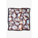 Galiga Kahve Laleler %100 İpek Fular 55x55cm