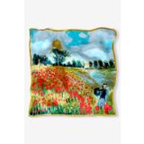 Galiga Monet Poppy %100 İpek Fular 55x55cm 'Art on Silk'