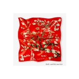 Galiga Van Gogh-almond Red %100 Ipek Fular 55x55cm 'art On Silk'