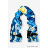Galiga Van Gogh-starry Night %100 Ipek Fular 45*165cm 'art On Silk'