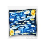 Galiga Van Gogh-starry Nıght %100 Ipek Fular 55x55cm 'art On Silk'