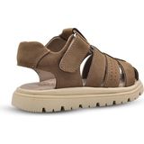Galle Hakiki Deri Tek Cırtlı Unisex Çocuk Sandalet Kum Rengi