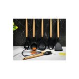 GalleonHome 7 Parça Bambu Saplı Silikon Kepçe Spatula Mutfak Seti