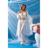 Gallipoli 32334 Kadın Danteelli Sabahlık Bralet, Pantolon Takım EKRU
