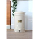 Galvaniz Metal 30 Litre Pedallı Çöp Kovası (Krem)