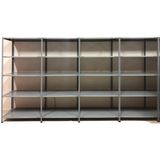 GalvanizRaf 5 Katlı 4 lü Bitişik Galvaniz Çelik Raf Arşiv Depo Kiler Rafı 43x60x200 - 43 x 60 x 200 cm