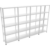 Galvanizraf 5 Katlı 4 Lü Bitişik Galvaniz Çelik Raf Arşiv Depo Kiler Rafı 43X75X200