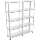 GalvanizRaf 5 Katlı Duble 2 li Galvaniz Çelik Raf Arşiv Depo Kiler Rafı 43x120x200