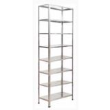 GalvanizRaf 8 Katlı Galvaniz Çelik Raf Arşiv Rafı Depo Rafı Kiler Rafı 43x75x250