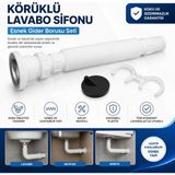 Gama Körüklü Lavabo Sifonu 32 mm Çıkışlı – Esnek Gider Borusu Seti | Kolay Montajlı Sifon Hortumu
