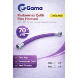Gama Paslanmaz Çelik Flex Hortum 3/8 - 3/8 Taharet Musluğu Bağlantı Hortumu 70 Cm