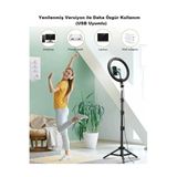 gaman 10 Inç Ring Light 3 Renk Işıklı Youtuber Led Işıklı 2.1 Metre Tripod Selfie Makyaj Işığı Çok Renkli