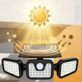 Gaman 74 LED Hareket Sensörlü 3 Kafalı Solar Duvar Lambası - Ayarlanabilir Açılı, Güneş Enerjili, Dış Mekan Bahçe Aydınlatması 3 Mod