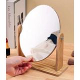 Gaman AYN-172 Ahşap Makyaj Aynası Masaüstü Ayna - El Aynası Ahşaptan Özel Seri 18CM Oval