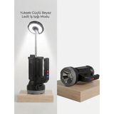 Gaman El Feneri 1500 Lümen / 15 Watt -Type-C Şarjlı 6 Modlu Cob LED Teleskopik Çok Fonksiyonlu Kamp Feneri --GP610 - Siyah
