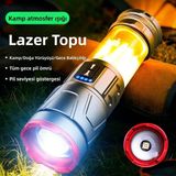 Gaman GP-285 Süper Parlak Beyaz Lazer LED Işığı Uzun Menzilli Şarj Edilebilir Şarj Göstergeli Kamp Çok Fonksiyonlu El Feneri