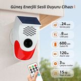 Gaman Güneş Enerjili Alarm Lambası Hareket Sensörlü Akıllı Dış Mekan Güvenlik 120DB Siren - IP65 Su Geçirmez - USB Kablo Şarjlı