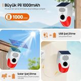 Gaman Güneş Enerjili Sesli Işıklı Alarm - Uzaktan Kumandalı, 120 Db Sirenli, IP65 Su Geçirmez, Bahçe, Ev Işyeri Güvenlik Alarmı