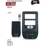 Gaman Hs 3864 200W Güneş Enerjili Solar Sokak Lambası Kumandalı/hareket Sensörlü/parlaklık ve Zaman Ayarlı