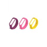 Gaman Mi Band 3/4 Uyumlu Akıllı Bileklik Kordonu 3lü Set Mor Pembe Sarı