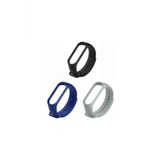 Gaman Mi Band 3/4 Uyumlu Akıllı Bileklik Kordonu 3lü Set Siyah-Gri-Lacivert
