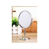 Gaman Mini Boy Oval Krom Makyaj Aynası 2x Büyüteçli Çift Taraflı 360° Dönebilen Metal Ayna - Gümüş