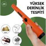 gaman Profesyonel El Tipi Metal Altın Dedektör Arama Su Geçirmez 360 Derece Sesli Titrşimli Uyarı + Pil Hediye