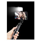gaman Siyah Kablosuz Kumandalı Telefon Selfie Çubuğu Ayaklı Tripod Bluetooth Kumandalı Led Işıklı