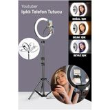 gaman Tripodlu Youtuber Selfie 3 Renk Led Işıklı Tripod 10 Inç 210cm Kuaför Makyaj Işığı Tiktok Işığı Çok Renkli