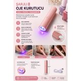 gaman UV Mini Oje Jel Kurutucu Taşınabilir Şarjlı 60-120 Saniye zaman ayarlı Pembe Fener