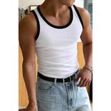 Gamaro Erkek Halter Yaka Penye Kaşkorse Fitted Kalıp Sporcu Likralı Atlet - 0 Beyaz
