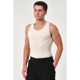 Gamaro Erkek Halter Yaka Penye Kaşkorse Fitted Kalıp Sporcu Likralı Atlet - 2XL - Kemik