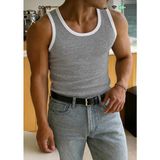 Gamaro Erkek Halter Yaka Penye Kaşkorse Fitted Kalıp Sporcu Likralı Atlet - Gri-3