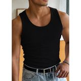 Gamaro Erkek Halter Yaka Penye Kaşkorse Fitted Kalıp Sporcu Likralı Atlet - Siyah