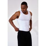 Gamaro Erkek Halter Yaka Penye Kaşkorse Fitted Kalıp Sporcu Likralı Atlet - XS - Beyaz