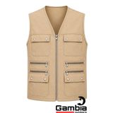 gambia outdoors Erkek Çok Cepli Yazlık Yelek Çok Cepli Fermuarlı Baba