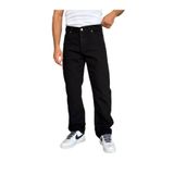Gambocci Erkek Baggy Geniş Kalıp Uzun Geniş Yüksek Bel Kot Pantolon Eskitme Siyah 34