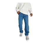 Gambocci Erkek Baggy Geniş Kalıp Uzun Geniş Yüksek Bel Kot Pantolon Mavi 36